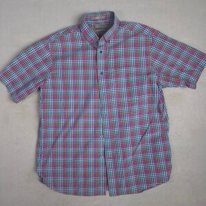 Daniel Cremieux Signature Mens Plaid Short Sleeve Button Up Shirt Size L